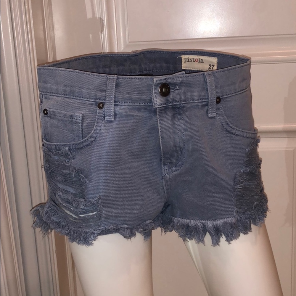 Light blue denim jean shorts